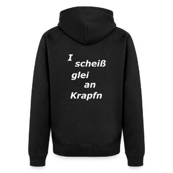 bayerisch lustig überrascht ungläubig - Unisex Premium Bio Zip Hoodie - Schwarz - Hinten - Nico (187cm)