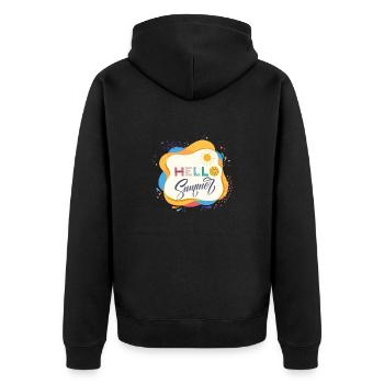 Es ist Sommer - Unisex Premium Bio Zip Hoodie - Schwarz - Hinten - Nico (187cm)