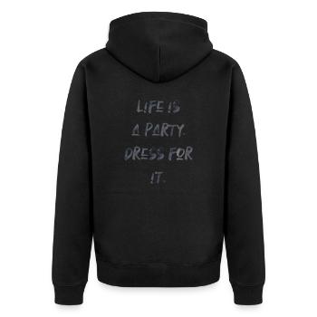life is a party feiern Spaß lustiger Spruch - Unisex Premium Bio Zip Hoodie - Schwarz - Hinten - Nico (187cm)