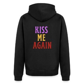 Küss mich wieder - LIEBE! - Unisex Premium Bio Zip Hoodie - Schwarz - Hinten - Nico (187cm)