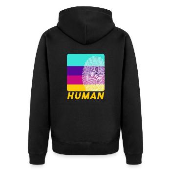 Empreintes digitales humaines - Veste à capuche bio Premium Unisexe - noir - Dos - Nico (187cm)
