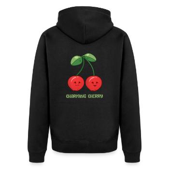 Enchanting cherry - Unisex Premium Organic Zip Hoodie - black - Back - Nico (187cm)