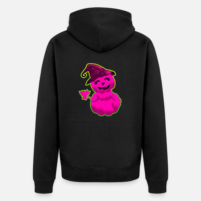 Mignonne Citrouille d'Halloween - Rose - Veste à capuche bio Premium Unisexe - noir