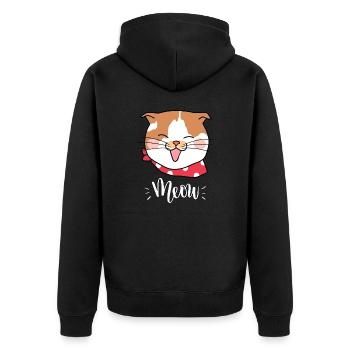 Mignon Kawaii drôle de chat disant miaulement - Veste à capuche bio Premium Unisexe - noir - Dos - Nico (187cm)