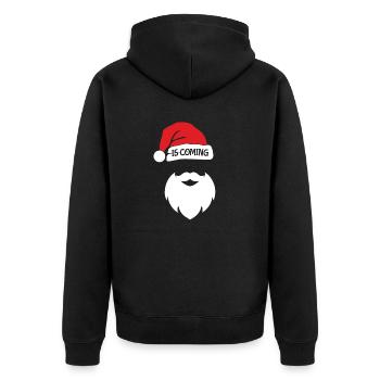 Der Weihnachtsmann kommt an - Unisex Premium Bio Zip Hoodie - Schwarz - Hinten - Nico (187cm)