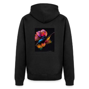 Beautiful colorful butterfly - for the strong and brave - Unisex Premium Organic Zip Hoodie - black - Back - Nico (187cm)