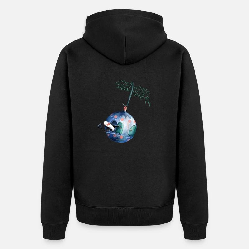 Weihnachtskugel Pinguin - Unisex Premium Bio Zip Hoodie - Schwarz