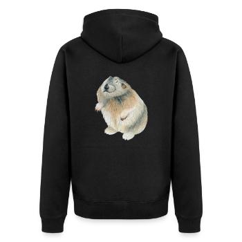 Lemming - Unisex Premium Bio Zip Hoodie - Schwarz - Hinten - Nico (187cm)