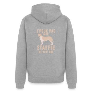 STAFFIE chien de race - Veste à capuche bio Premium Unisexe - gris chiné - Dos - Nico (187cm)
