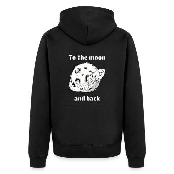 To The Moon & Back Retro Outer Space Designs - Unisex Premium Bio Zip Hoodie - Schwarz - Hinten - Nico (187cm)
