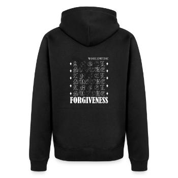 Forgiveness Streetwear - Unisex Premium Bio Zip Hoodie - Schwarz - Hinten - Nico (187cm)
