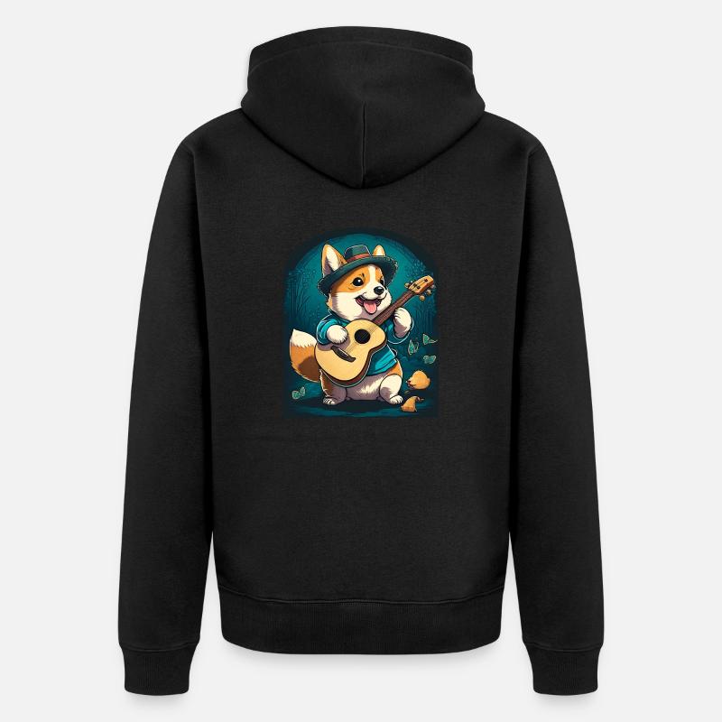 Corgi Bard - Veste à capuche bio Premium Unisexe - noir