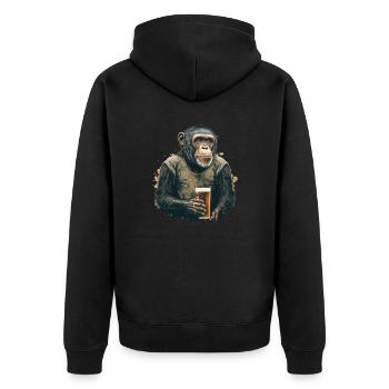 Chimpanzee Beer Cool Illustration - Unisex Premium Organic Zip Hoodie - black - Back - Nico (187cm)