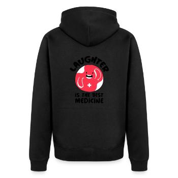 Lachen ist die beste Medizin Krankenhaus Geschenk - Unisex Premium Bio Zip Hoodie - Schwarz - Hinten - Nico (187cm)