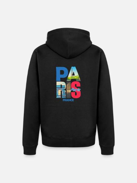 Paris France - Veste à capuche bio Premium Unisexe - noir