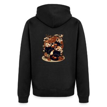 Roter Panda 1 - Unisex Premium Bio Zip Hoodie - Schwarz - Hinten - Nico (187cm)