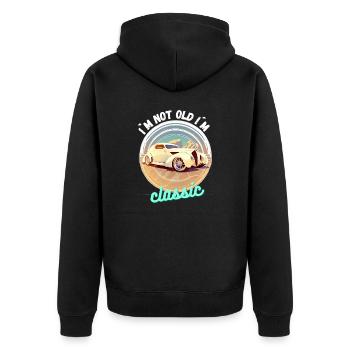 classic not old - I'm not old I'm classic - Unisex Premium Organic Zip Hoodie - black - Back - Nico (187cm)