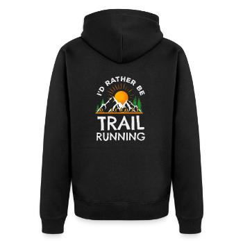 Trail Runner Running Jogging Jogger I Gift - Unisex Premium Organic Zip Hoodie - black - Back - Nico (187cm)