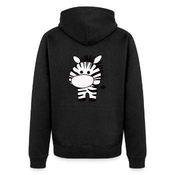 Süßes Zebra auf 2 Beinen - Unisex Premium Bio Zip Hoodie - Schwarz - Hinten - Nico (187cm)