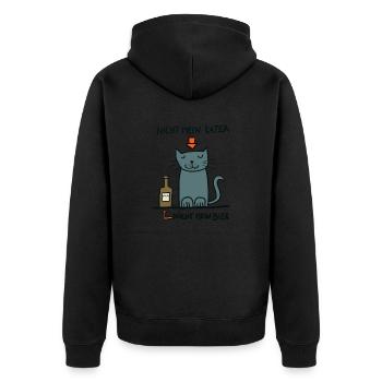 nicht mein Kater - nicht mein Bier - Unisex Premium Bio Zip Hoodie - Schwarz - Hinten - Nico (187cm)