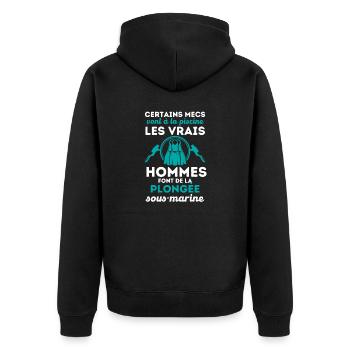 Humour plongée sous marine 1 - Veste à capuche bio Premium Unisexe - noir - Dos - Nico (187cm)