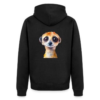 MeerkatWatercolor Drawing - Unisex Premium Organic Zip Hoodie - black - Back - Nico (187cm)