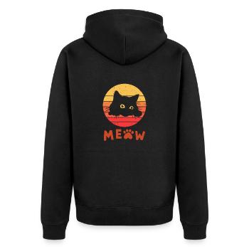 Retro Black Cat 1 - Unisex Premium Organic Zip Hoodie - black - Back - Nico (187cm)