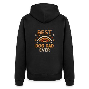 Funny Best Dog Dad Ever Rainbow Dog Paws Retro - Unisex Premium Organic Zip Hoodie - black - Back - Nico (187cm)