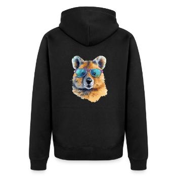 Miki le quokka à lunettes - Veste à capuche bio Premium Unisexe - noir - Dos - Nico (187cm)