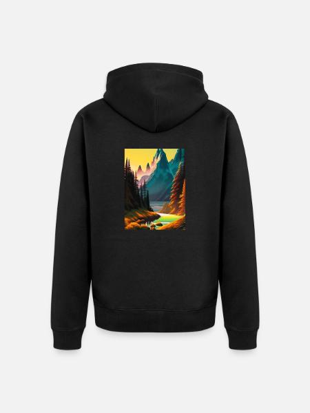 Paysage nature forêt 2 - Veste à capuche bio Premium Unisexe - noir