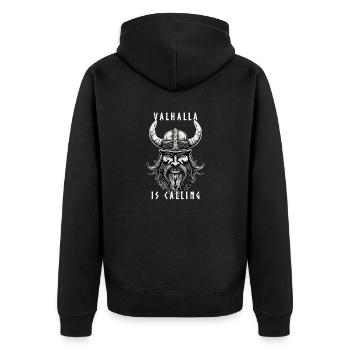 Valhalla is calling, Viking Warrior design - Unisex Premium Organic Zip Hoodie - black - Back - Nico (187cm)