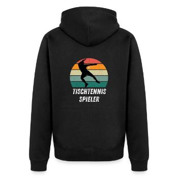 Tischtennisspieler - Unisex Premium Bio Zip Hoodie - Schwarz - Hinten - Nico (187cm)
