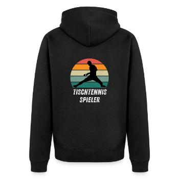 Tischtennisspieler - Unisex Premium Bio Zip Hoodie - Schwarz - Hinten - Nico (187cm)