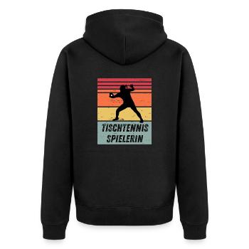 Tischtennisspielerin - Unisex Premium Bio Zip Hoodie - Schwarz - Hinten - Nico (187cm)