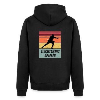 Tischtennisspieler - Unisex Premium Bio Zip Hoodie - Schwarz - Hinten - Nico (187cm)