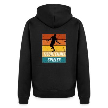 Tischtennisspieler - Unisex Premium Bio Zip Hoodie - Schwarz - Hinten - Nico (187cm)
