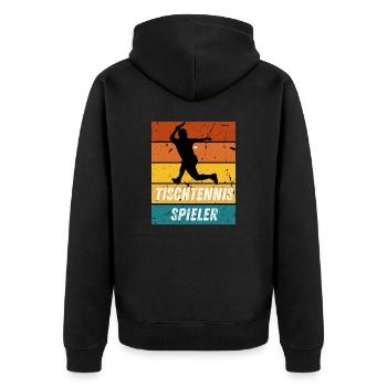 Tischtennisspieler - Unisex Premium Bio Zip Hoodie - Schwarz - Hinten - Nico (187cm)
