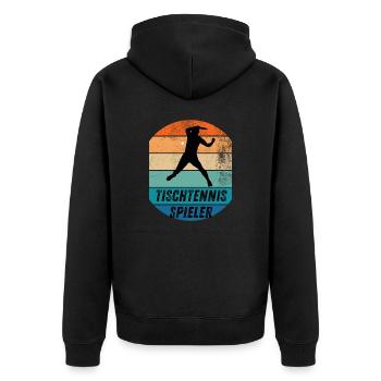 Tischtennisspieler - Unisex Premium Bio Zip Hoodie - Schwarz - Hinten - Nico (187cm)