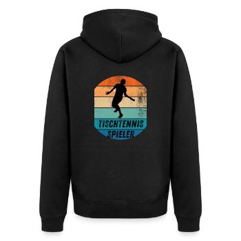 Tischtennisspieler - Unisex Premium Bio Zip Hoodie - Schwarz - Hinten - Nico (187cm)