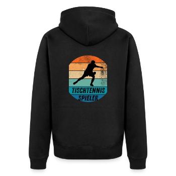 Tischtennisspieler - Unisex Premium Bio Zip Hoodie - Schwarz - Hinten - Nico (187cm)