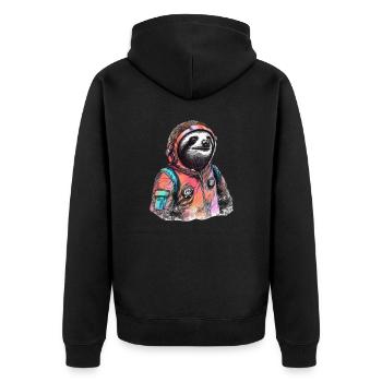 Space Sloth Vintage Drawing - Unisex Premium Organic Zip Hoodie - black - Back - Nico (187cm)