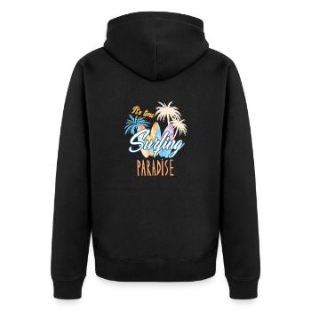 Surfing Surf Surfer - Unisex Premium Organic Zip Hoodie - black - Back - Nico (187cm)
