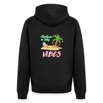 Weihnachten im Juli, Weihnachten - Unisex Premium Bio Zip Hoodie - Schwarz - Hinten - Nico (187cm)