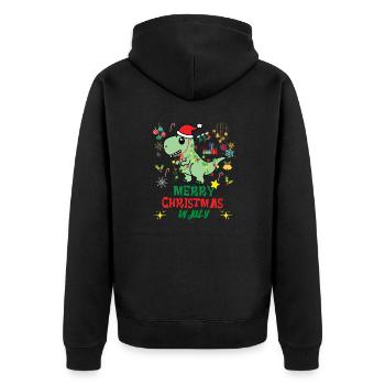 Noël en juillet, Dinosaures de Noël, T-REX - Veste à capuche bio Premium Unisexe - noir - Dos - Nico (187cm)