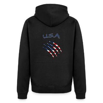 USA, America - Unisex Premium Bio Zip Hoodie - Schwarz - Hinten - Nico (187cm)