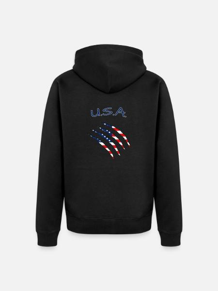 USA, America - Unisex Premium Bio Zip Hoodie - Schwarz