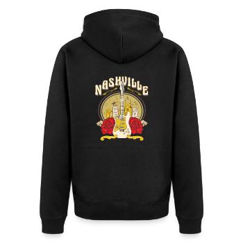 Nashville - Unisex Premium Bio Zip Hoodie - Schwarz - Hinten - Nico (187cm)