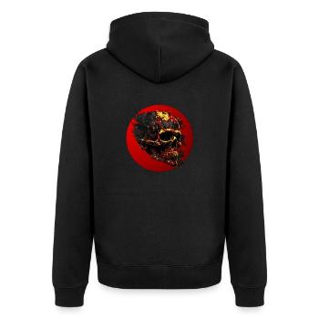 Mystischer Schädel des Wahnsinns - Unisex Premium Bio Zip Hoodie - Schwarz - Hinten - Nico (187cm)