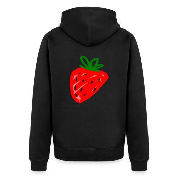 Erdbeere - Unisex Premium Bio Zip Hoodie - Schwarz - Hinten - Nico (187cm)