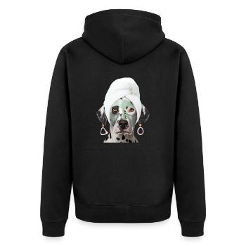 Wellness Dalmatian - Unisex Premium Organic Zip Hoodie - black - Back - Nico (187cm)